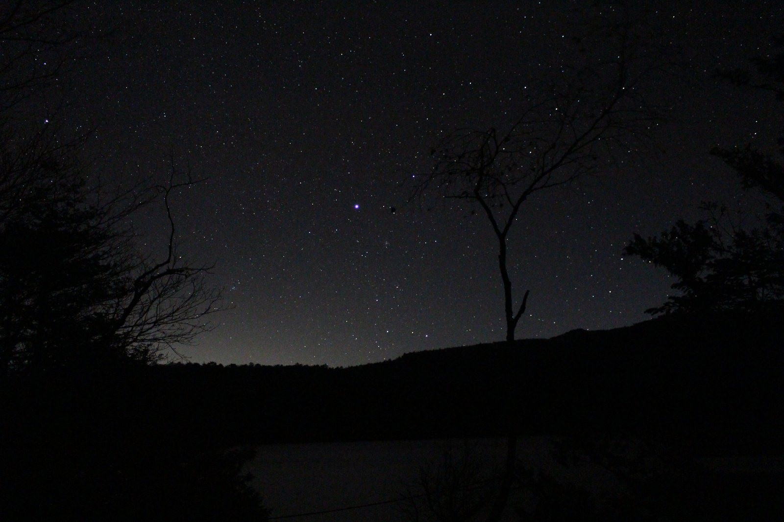 白駒池の湖畔から見た星空と稜線のシルエット 北八ヶ岳の星景 ヤマカルテ